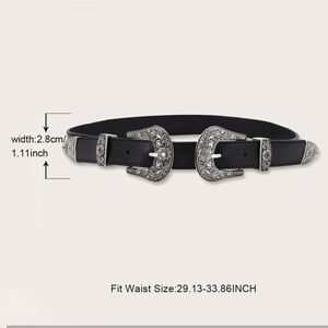 Western style double buckle belt